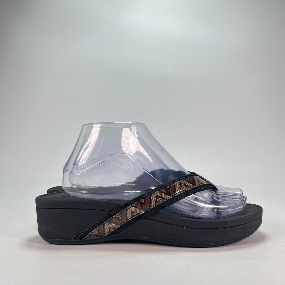 Vionic High Tide Black Comfort Flip Flops Toe Post Sandals Women's Size 8